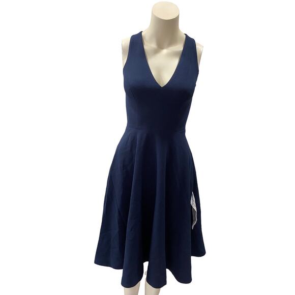 Dress the Population Catalina Fit Flare Midi Cocktail Midnight Blue XS - Picture 1 of 6